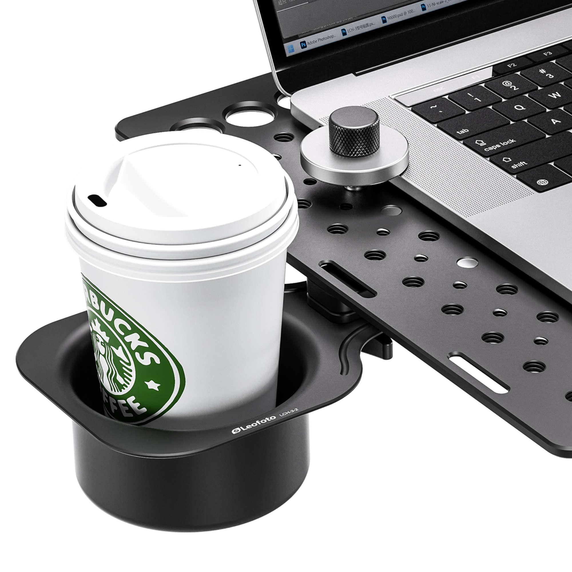 Leofoto LCH-3 Kit Laptop Tray with Mouse Pad Deck and Cup Holder - Image 9