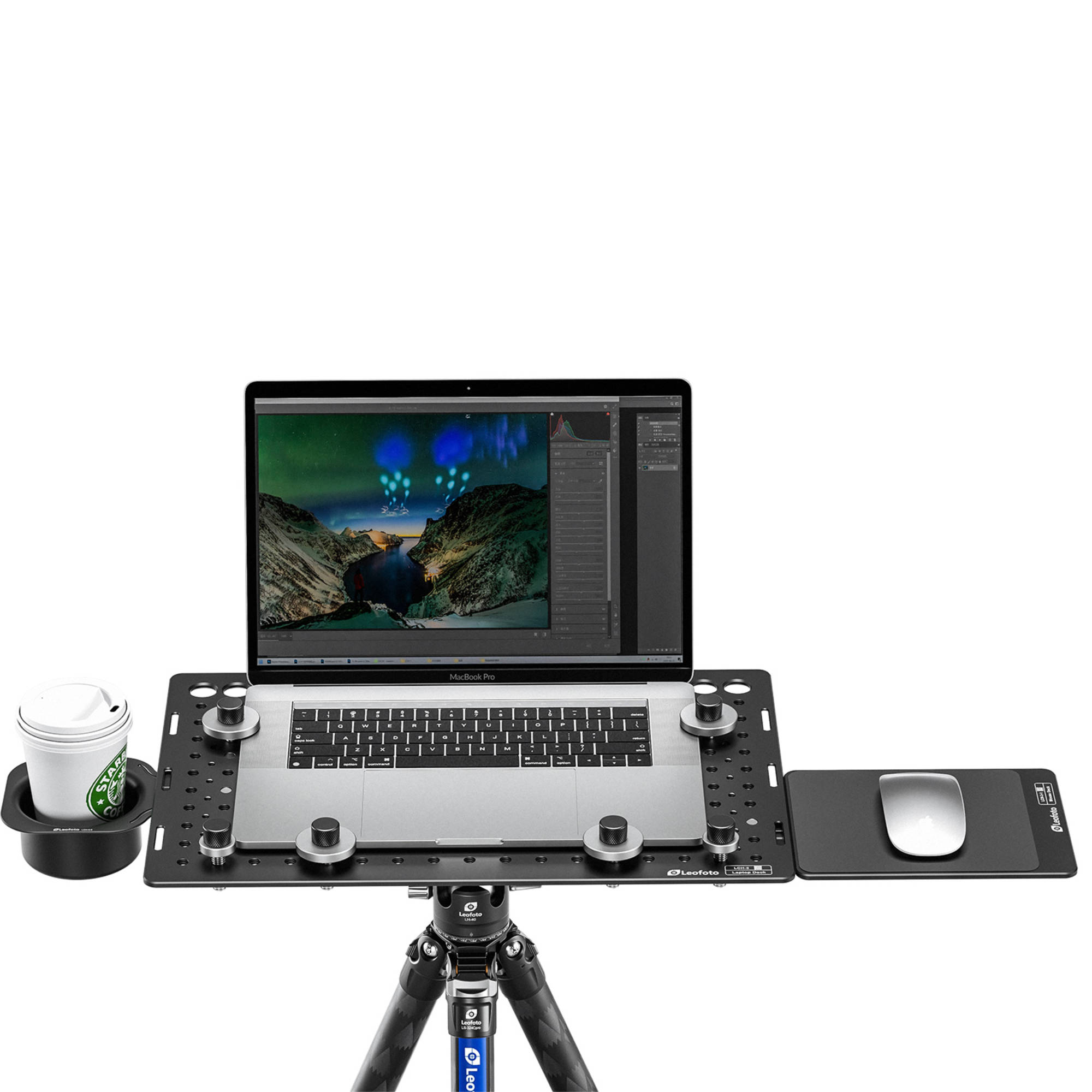 Leofoto LCH-3 Kit Laptop Tray with Mouse Pad Deck and Cup Holder - Image 5